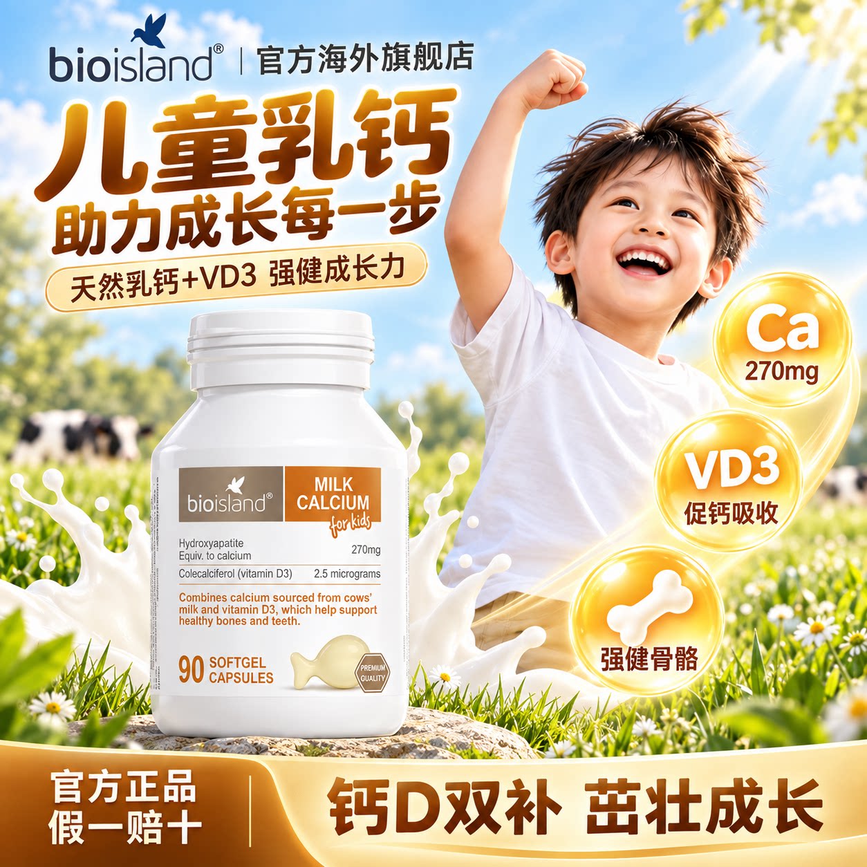 Bioisland佰澳朗德儿童液体钙乳钙婴儿一岁以上宝宝钙官方旗舰店