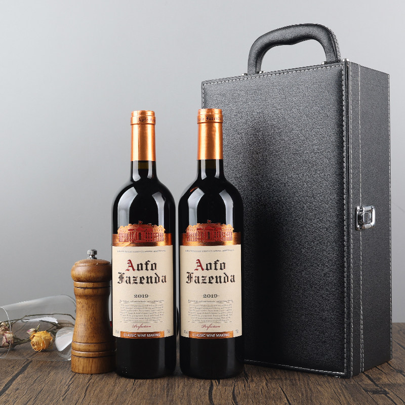 昂富庄园蒙娜斯干红葡萄酒双支皮盒装干红