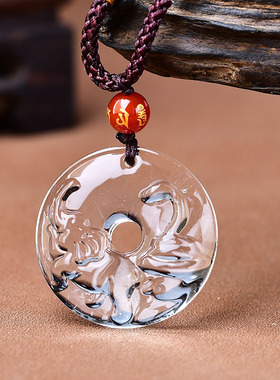 淘运开阁吉蛇攀象吉祥宏吊坠白水晶平安扣2026年吉祥物男女生肖猴