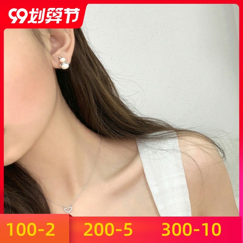 气质元素潮纯银珍珠圣诞新款耳饰女2019洛世奇采用银耳钉施华冬季