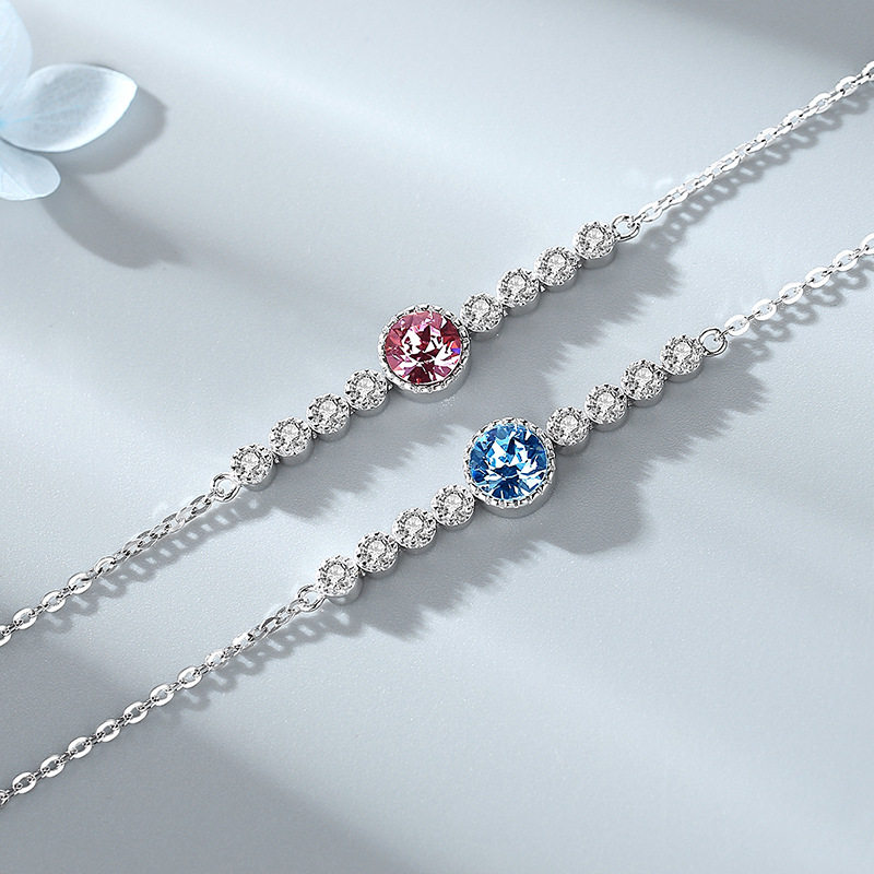 手镯施华学生S925闺蜜海洋手链女时尚百搭首饰新款洛水晶纯银之心