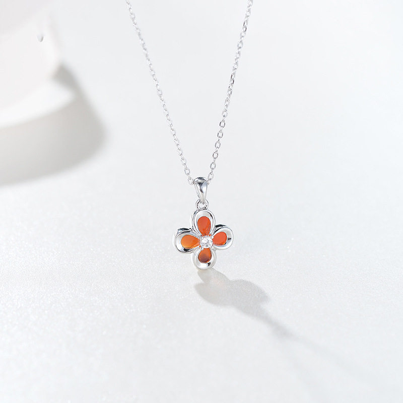 宝艺龙S925纯银项链简约时尚幸运四叶草吊坠学生欧美风锁骨链