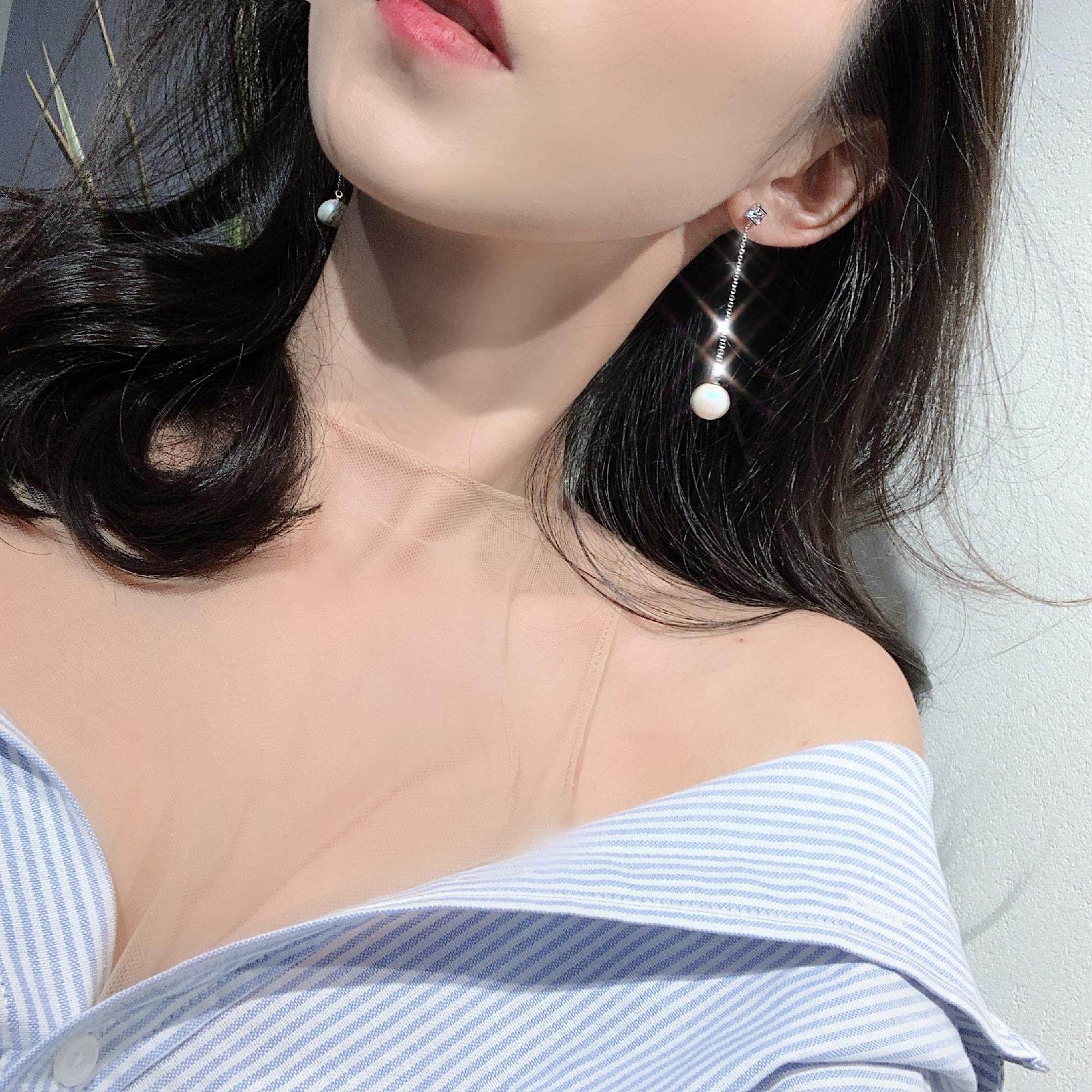 耳饰925纯珍珠环女耳坠施华长款新款潮洛世奇元素银耳采用2020年