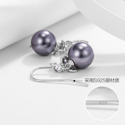 元素高级洛世奇施华气质女网红2020年珍珠纯采用新款潮银耳环耳坠