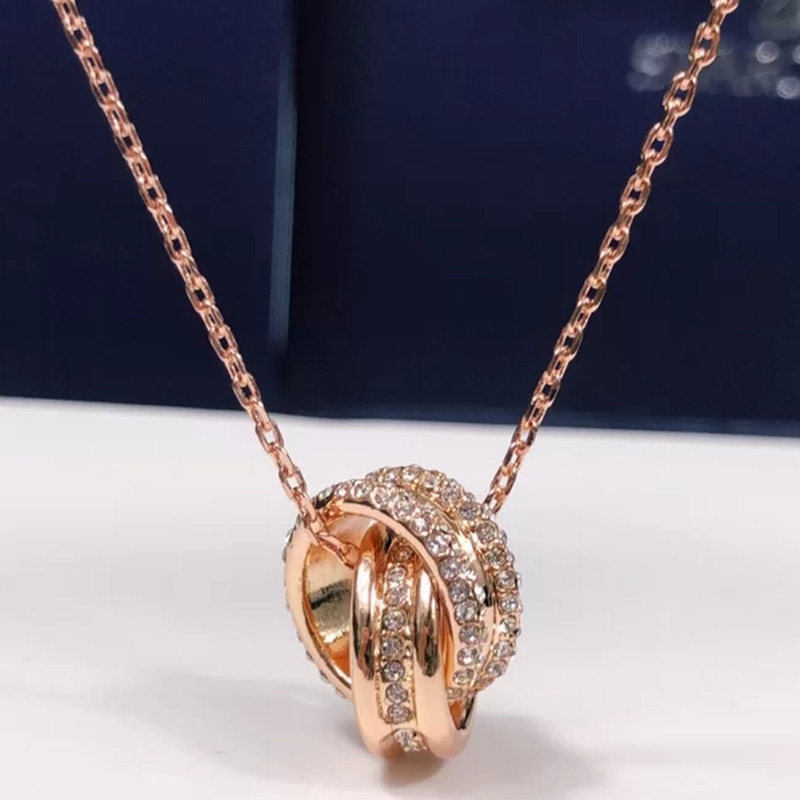 施华好转七夕情人节项链礼物女生日环水晶洛世锁骨链奇双吊坠运珠