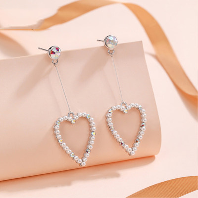 爱心采用耳环施华女纯新款潮耳坠洛世奇气质耳饰元素银长款2020年