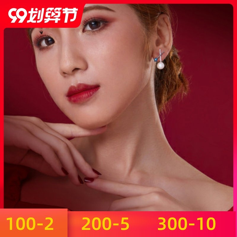 洛世奇耳环女大气施华耳饰女925气质元素纯银高级高级感采用珍珠