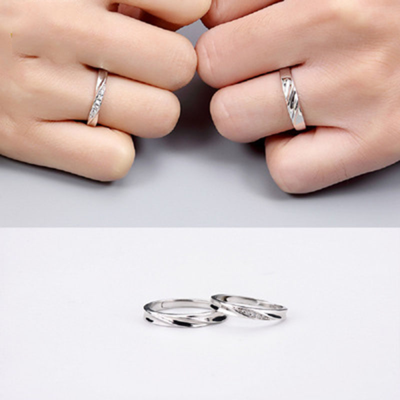 宝艺龙韩版配饰手饰戒指S925纯银 情侣对戒开口可调节厂家定制