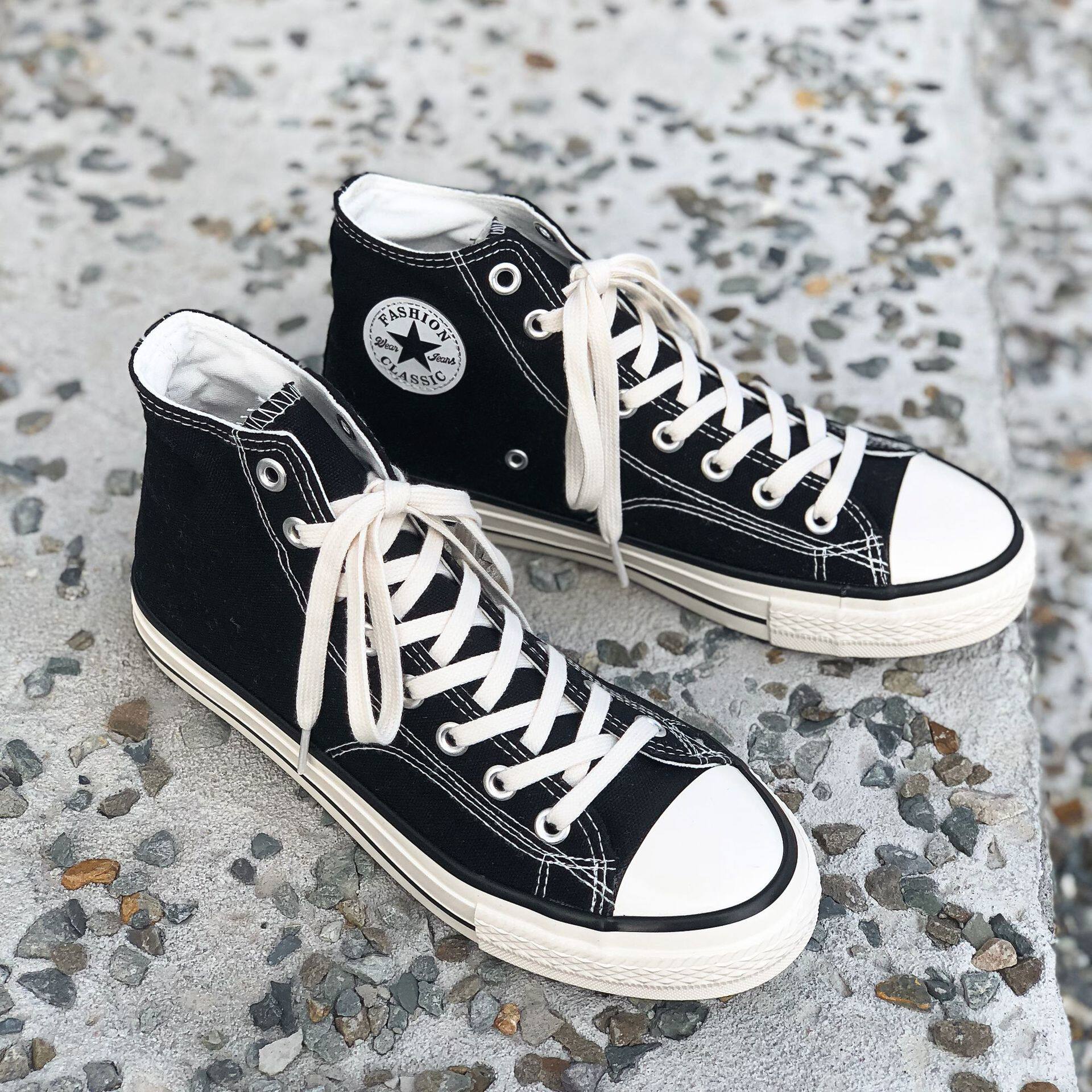 帆布鞋男高帮2020春季复古潮流基础原宿日系学生休闲百搭高邦布鞋|msdalam kategori Kasut lelaki popular, kasut kanvas - dari Buy2taobao.com untuk memberikan perkhidmatan ejen Taobao profesional membeli