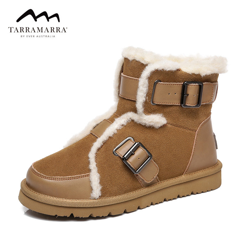 Snow boots Female models winter cowhide thickening keep warm Plush wool The thickness of the bottom genuine leather Short tube locomotive Bootie TA3038in the Women's Shoes, Boots, Fashion snow boots category - from Buy2taobao.com to provide professional Taobao agent buy service