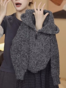 女男童冬季毛衣2025新款儿童针织开衫加厚毛呢外套连帽洋气保暖衫