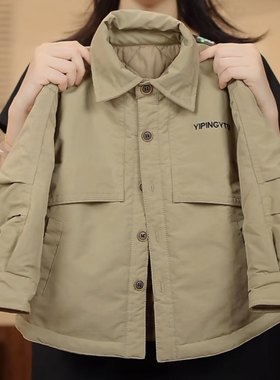 儿童秋冬加厚外套男女童休闲上衣2025新款宝宝洋气加棉衬衫外套潮