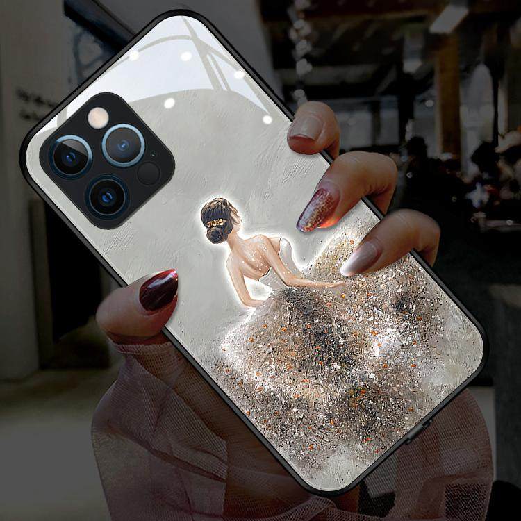 适用苹果16promax手机壳新款来电发光纱裙女孩iPhone15Pro高级感镜头全包14PROMAX潮牌玻璃12创意情