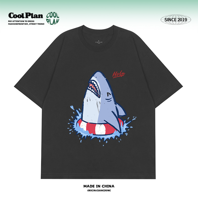 溺水的鲨鱼美式创意数码直喷款