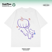 don care猫猫态度美式 趣味英文小众设计创意短袖 男女百搭t恤