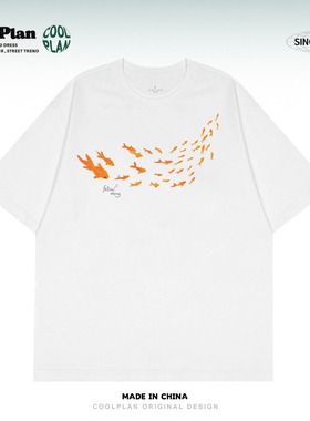 Follow锦鲤小众设计感短袖T恤男女夏季小众独特百搭纯棉半袖上衣