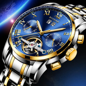 瑞西尼正品 陀飞轮机械表男全自动镂空夜光防水日历月相瑞士手表男