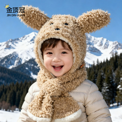 宝宝帽子秋冬季儿童围巾一体