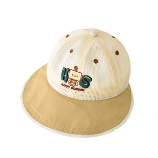 儿童帽子夏季薄款网孔透气户外太阳帽宝宝渔夫帽男女童防晒遮阳帽