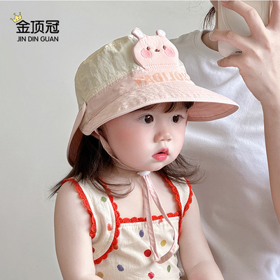 宝宝帽子大帽檐防晒帽护脖