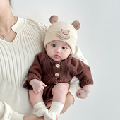 18月男女孩秋冬款 宝宝帽子冬季 可爱小月龄3 婴儿毛线帽加厚针织帽