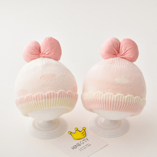 金顶冠可爱加绒保暖毛线帽