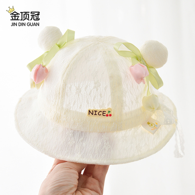婴儿帽子春夏薄款大帽檐女宝宝出游渔夫帽小月龄防晒帽女童遮阳帽