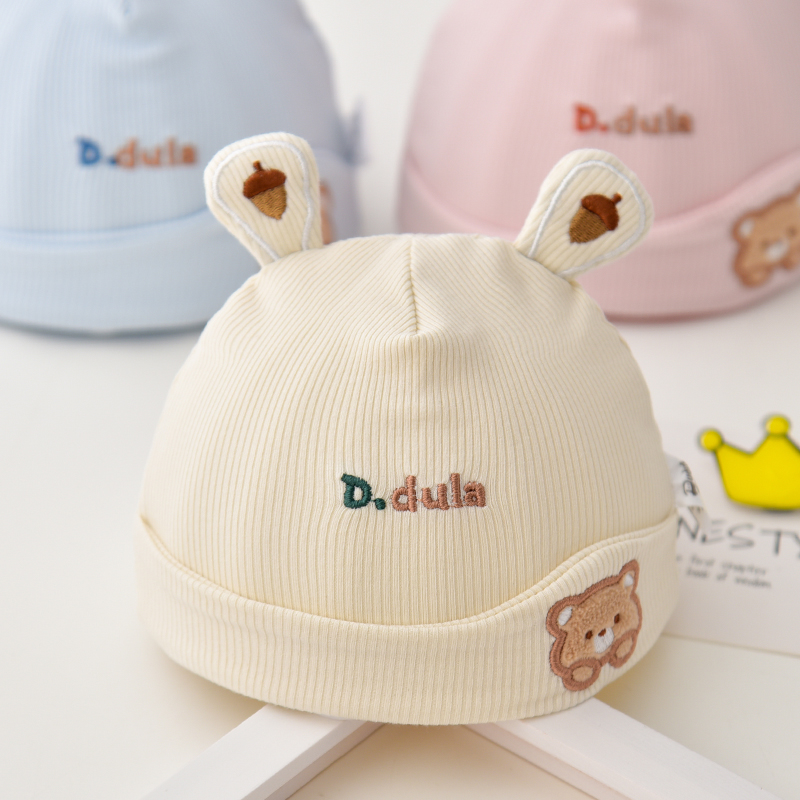 新生婴儿帽子春秋冬季幼儿纯棉护卤0初生3月护头男女满月宝宝胎帽