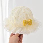 婴儿帽子夏季 女宝宝渔夫帽新生儿遮阳防晒帽小月龄公主帽可爱盆帽