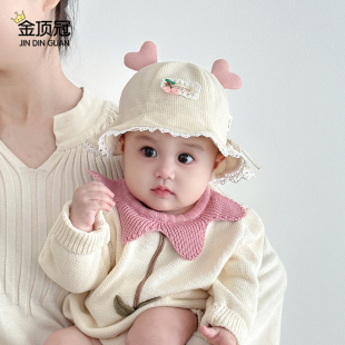 婴儿帽子春秋款 护耳渔夫帽潮 女宝宝公主帽可爱超萌婴幼儿秋冬季