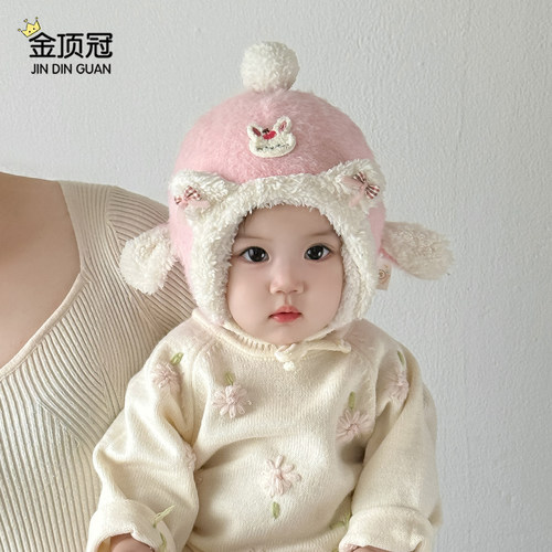 婴儿帽子冬季保暖护耳毛绒帽