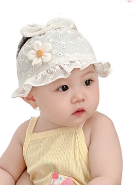 婴儿帽子夏季薄款女宝宝护囟门小月龄卤门帽纯棉新生儿女婴儿发带