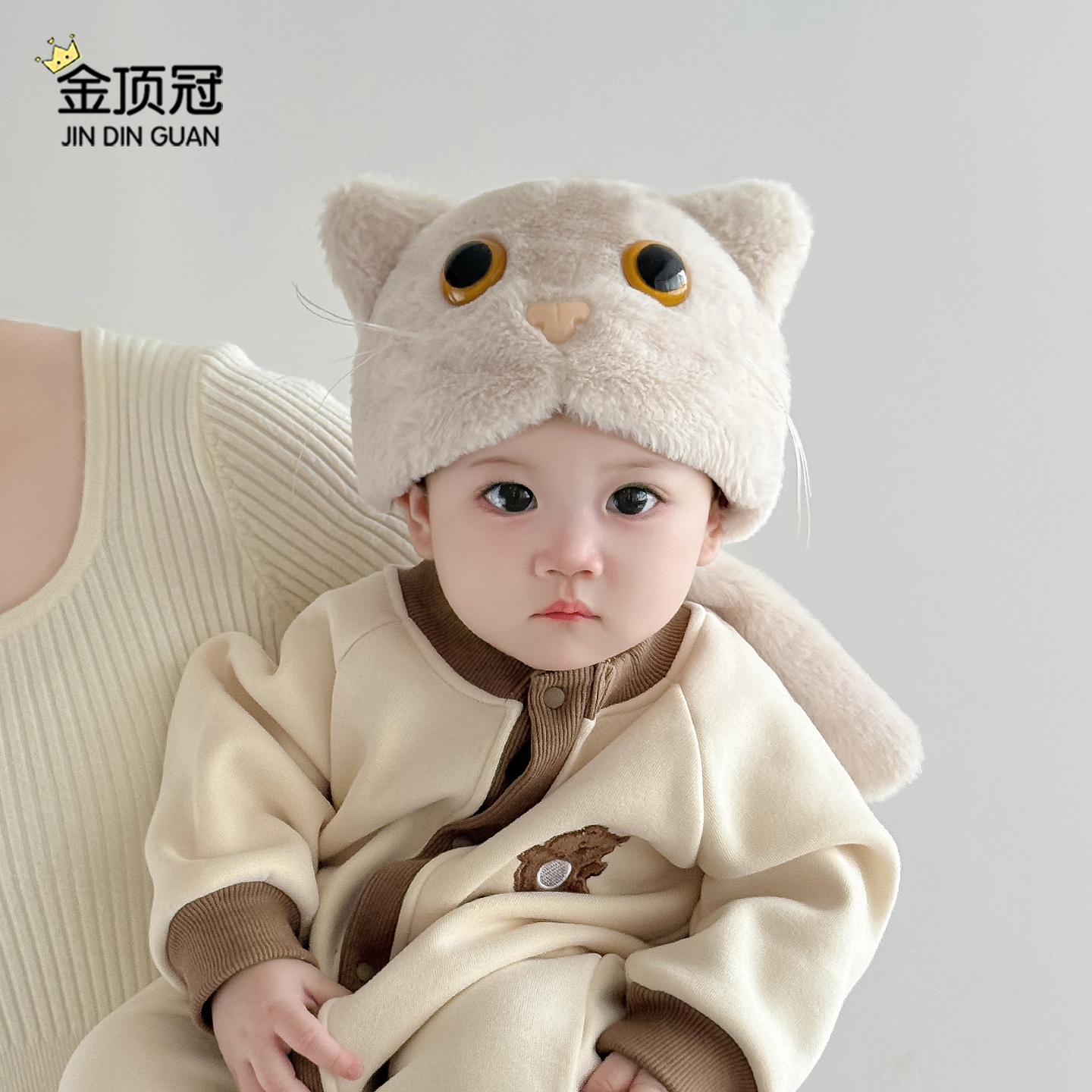 宝宝帽子冬天毛绒帽可爱猫咪超萌婴幼儿护耳帽儿童加厚保暖防风帽