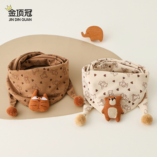 宝宝围巾秋冬季 婴儿小兔子三角巾春秋天男童女孩保暖防风围脖 韩版