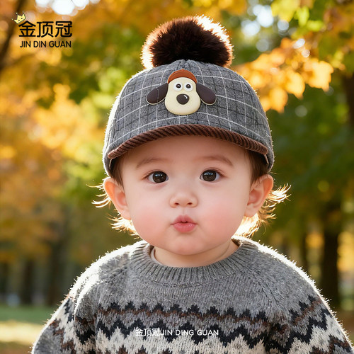婴儿帽子秋冬季男宝宝韩版鸭舌帽