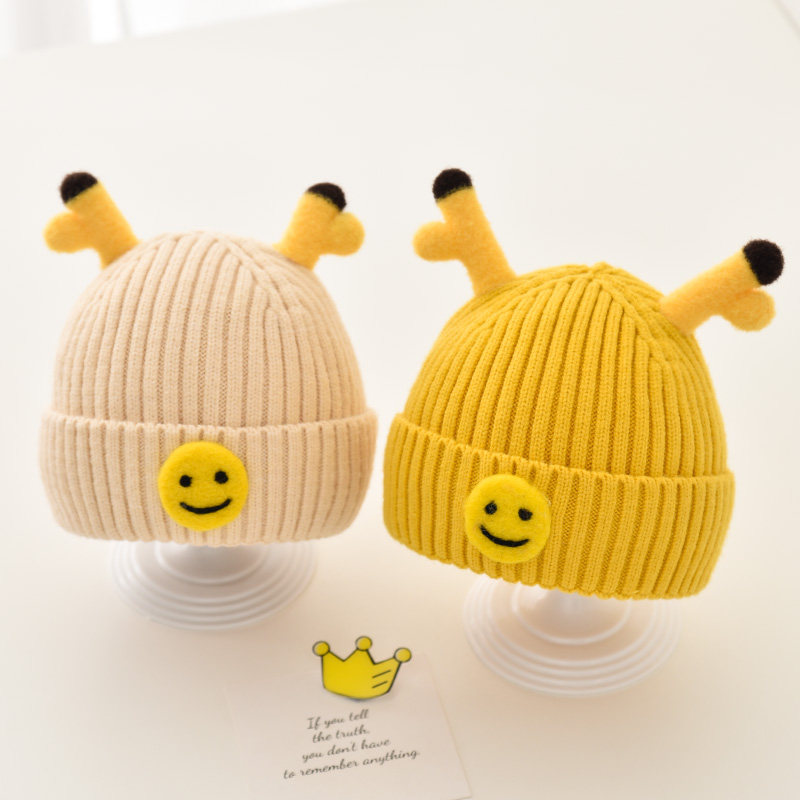 婴儿帽子秋冬款男女宝宝可爱超萌男童护耳儿童冬天保暖毛线套头帽