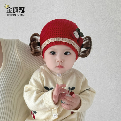 婴儿帽子秋冬季女宝宝毛线帽