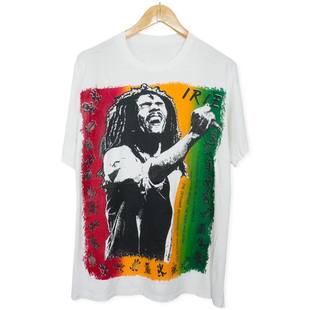 美式古着Vintage 鲍勃马利 Bob Marley 90嘻哈休闲短袖T恤潮牌