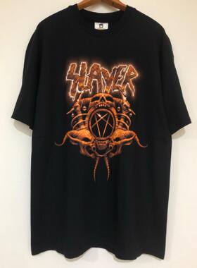 美式古着Vintag slayer乐队短袖T恤宽松大码嘻哈高街美潮休闲街头