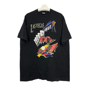 美式古着vintage LAS VEGAS赌神拉斯维加斯重磅短袖T恤hiphop纯棉