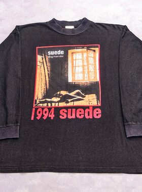 山羊皮suede摇滚乐队1994专辑海报Dog Man Star重磅vintage长袖T