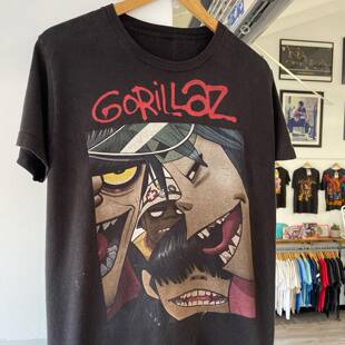 美式街头嘻哈摇滚Gorillaz英国虚拟乐队印花百搭宽松圆领短袖T恤