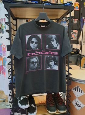 美式古着Vintage 暗黑风潮牌THE DOORS 1993's情侣款休闲百搭T恤