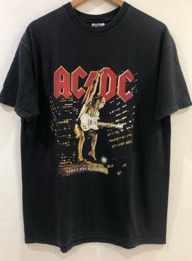 美式古着Vintage ACDC乐队重金属西海岸高街街头短袖T恤oversize
