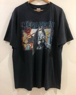 美式古着vintage 激流金属乐队megadeth超酷摇滚嘻哈短袖T恤ins