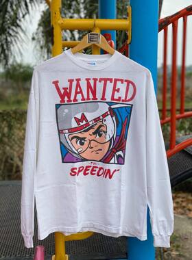 美式古着Vintag休闲学院风高街落肩小众百搭长袖T恤好穿不透创意