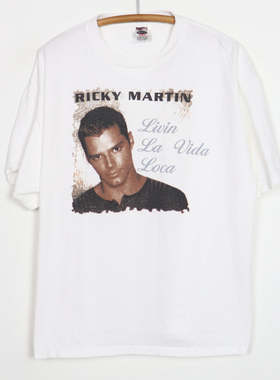 美式古着Vintag 音乐发烧友短袖T恤Ricky Martin Livin_ La Vida