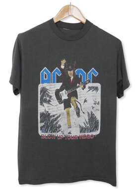 美式古着vintage ACDC摇滚乐队复古宽松摇滚高街短袖嘻哈大码T恤