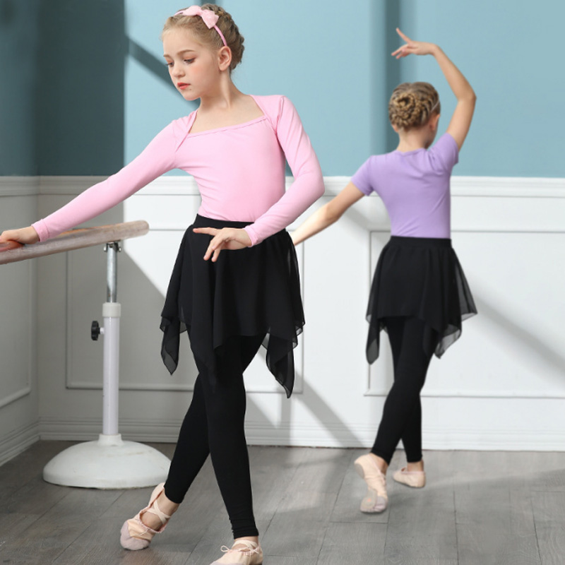 儿童舞蹈服女童练功服春秋拉丁舞套装雪纺裙裤上衣幼儿园分体服装