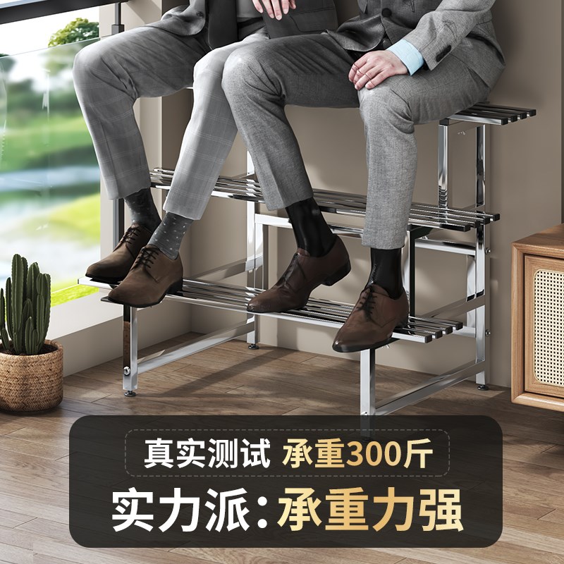 不锈钢阶梯花架阳台多层花几落地梯形置物架N多肉盆栽绿植架子碳